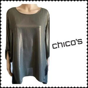 Chico’s Womens Green Size 3 XL shimmer blouse